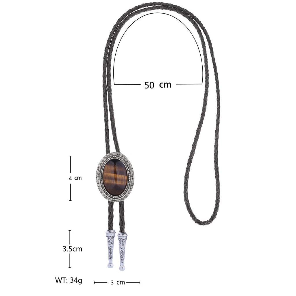 Jeilwiy Bolo Tie Real Stone Tigers Eye Bolo Tie Bolero Ties Men Cowboy Neck Tie Bolo Necklace Cowboy Necktie Mens Bolo Ties Western