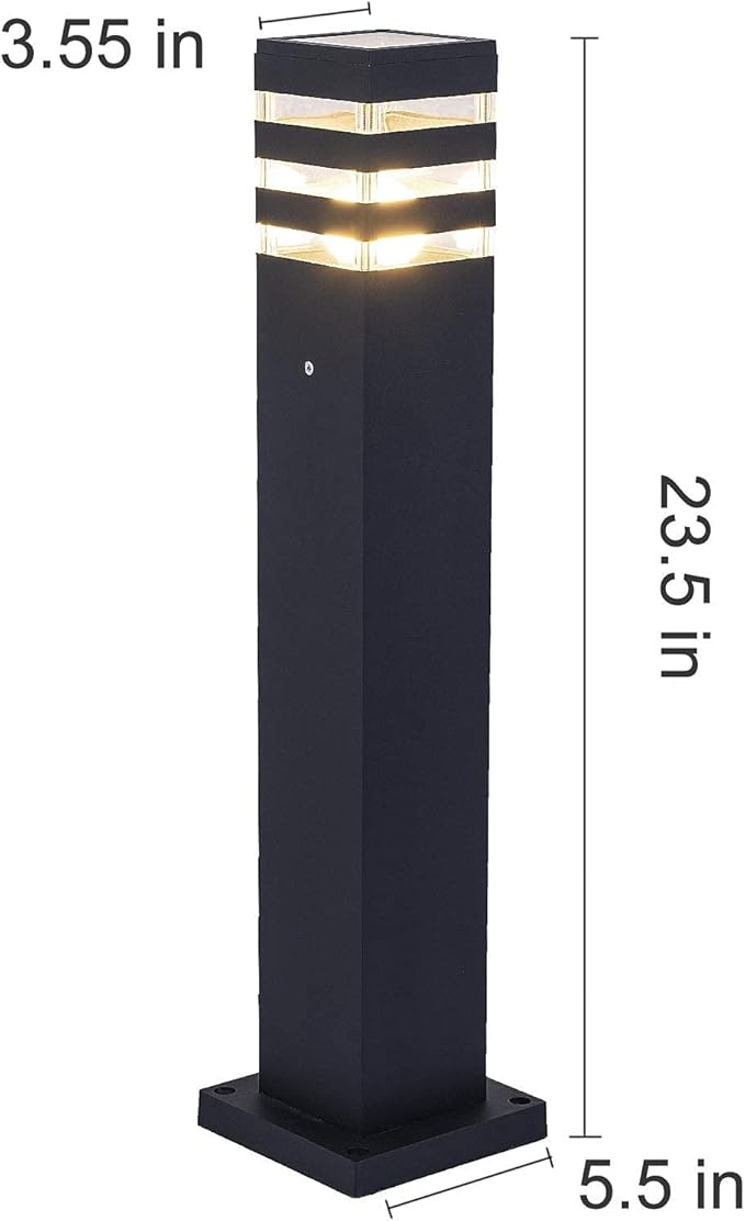 Pathway Lights Post Lights IP55 Waterproof Outdoor Lamp Post Lawn Light Floor Lamp E26 Lampholder Hardwired Suitable for 12V / 24V / 120V Voltage（23.5in, Black）
