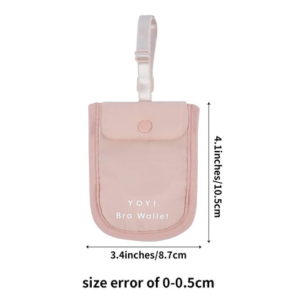 YOYI YOYI RFID Undercover Bra Wallet,Hidden Travel Pouch,Secret Stash Pocket - Credit Cards & Money & Valuables with Adjustable,Elastic Strap Suitable for All Bra Sizes(pink)
