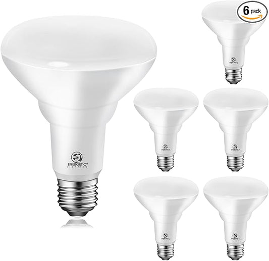 Energetic BR30 Dimmable LED Recessed Light Bulb, 11W=75W, 4000K Cool White, 900LM, Indoor Flood Light Bulb for cans, CRI85+, 6-Pack