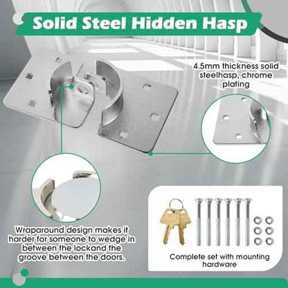 2 Pack Van Door Locks Keyed Alike Heavy Duty Puck Lock w/Hasp High Security Hidden Shackle Padlocks Solid Steel Lock Garage Shed Door Locks w/4Keys for Trailer Truck, Silver