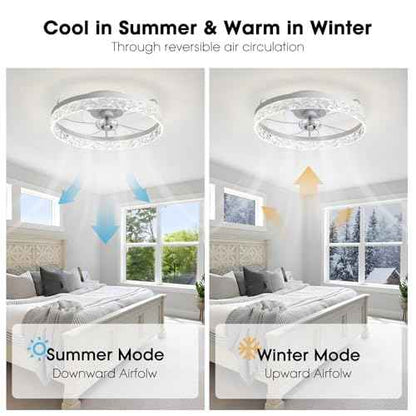 Ceiling Fans with Lights and Remote, 20¡± Ceiling Fan with 3 Blades, Modern Low Profile Ceiling Fan, Noiseless Reversible DC Motor for Bedroom Living Room