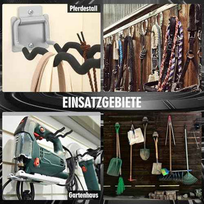 4 Pack Heavy Duty Garage Hooks Ladder Hangers for Garage Wall Flip up Wave Hooks for Shovels Chairs Durable 12" Foldable Tools Holder for Yard Garden Tool Organization