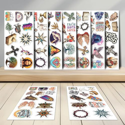 108 PCS Jesus Christian Stickers, Waterproof Inspirational Faith Bible Verse Stickers, Vinyl Religious Scripture Decals for Water Bottles, Laptop, Journaling, Spiritual Gifts