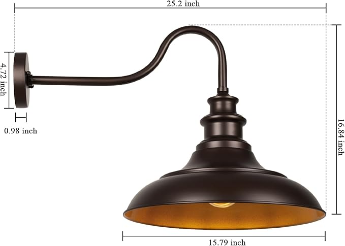 Exterior Farmhouse Gooseneck Barn Light, 3PCS Dusk to Dawn Outdoor Lighting, 16 Inch Vintage Outside Garage Lights Fixtures for Patio Frontdoor Entryway Doorway