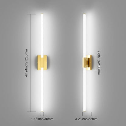 Ralbay 48inch Gold Bathroom Vanity Lights Bar 36W Modern LED Gold Vanity Light Fixtures Over Mirror(5500K White Light)