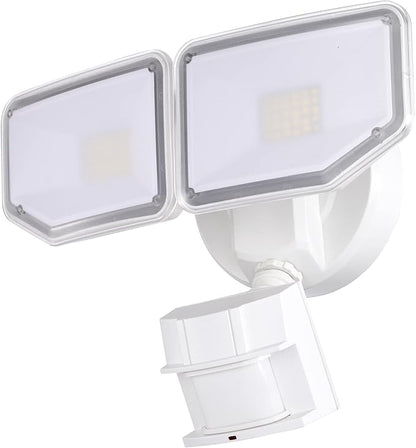 40W LED Security Lights Motion Sensor Light Outdoor, 180 Degree, 4000 LM, 5000 K, ETL Water Resistant, Clear 2 Head Motion Detector Flood Light for Garage, Yard (White)