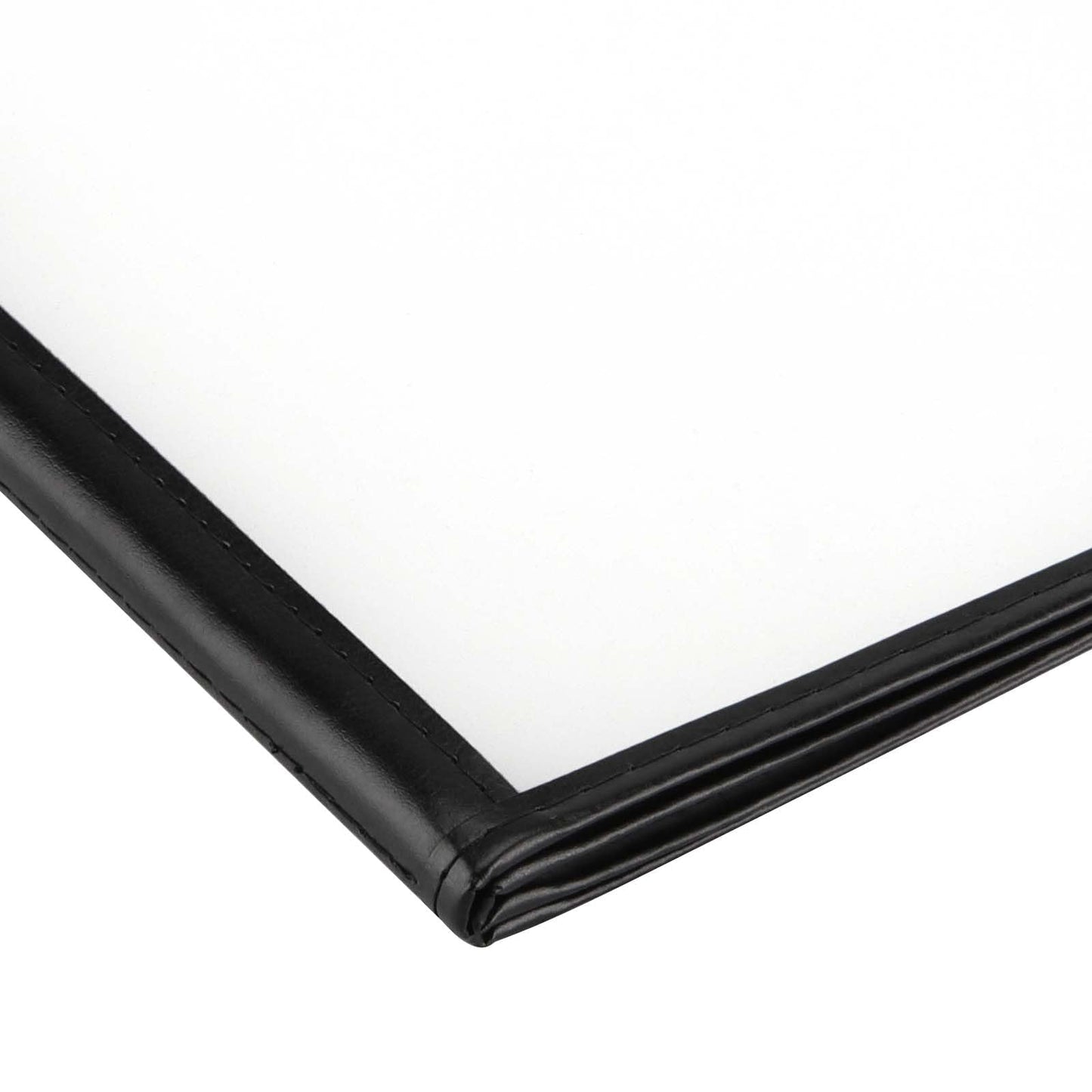 JAPCHET 4 Pack 8.5 X 11 Inch Menu Covers, Restaurant Menu Holder Covers 4 Page 8 View Menu Book Clear Plastic Menu Sleeves with Leather Edge Menu Covers for Restaurants, Hotels and Bars, A4 Size