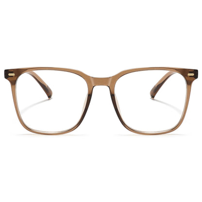 MACJERO Oversized Square Blue Light Blocking Glasses for Women Men, Anti-Fatigue Computer Monitor Gaming Glasses Reduce Eye Strain(Brown)