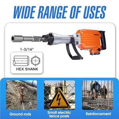 Pisman Hex Shank Ground Rod Driver for Jack Hammer, Hammer Drill Grounding Rod,Jackhammer Bit Aapter for Hex Demolition Jackhammer and 1-3/16" Hex-Shank