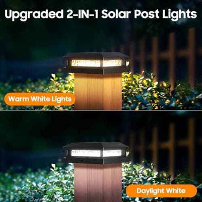 Solar Post Cap Lights 6-Pack, 2 Modes 16LEDs Bright Solar Post Lights Outdoor Waterproof, Fence Posts Cap Light, Deck Light for 4x4 4.5x4.5 5x5 Posts for Patio Garden Decor, Black