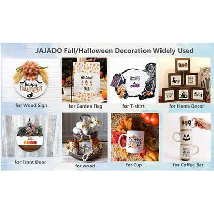JAJADO Self-Adhesive Silk Screen Stencils Autumn Pumpkin Truck, Screen Print Stencil Reusable Mesh Transfers Chalk Paste Stencil Paint on Wood, Pumpkins Fall Wooden Sign, Farmhouse Home Decor Autumn