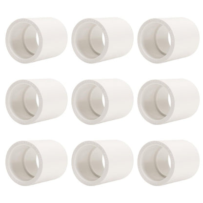 9 Pack 3/4 Inch White PVC Pipe Coupling, Socket x Socket, Schedule 40 Heavy Duty Slip Connectors for DIY Garden Support, Sprinkler System (0.75Inch)