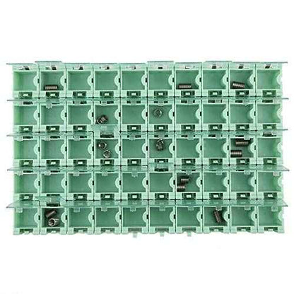 50pcs/Set Green SMT SMD Container Box, Electronic Components Parts Storage Case with Transparent Lid, Mini Component Assortment Storage Box, Tool Organizers