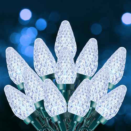 Minetom C9 Christmas Lights Outdoor, 100 FT 150 LED Connectable C9 String Lights with 8 Modes and Timer Extendable Xmas Tree Patio Roofline Garden Yard Holiday Party Indoor Outdoor Decoration, White