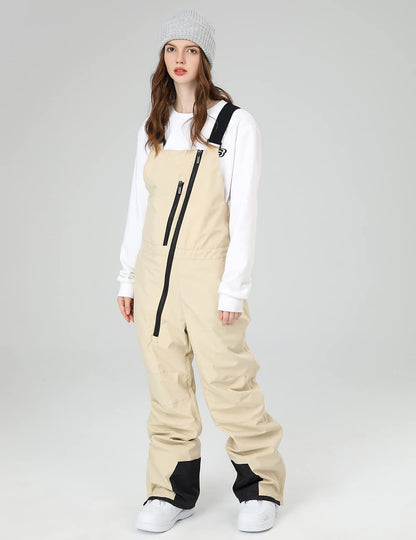 SEARIPE Women's Ski Bibs Snow Pant Adjustable Overalls Pants Wear-Resistant Bib Hiking Climbing Insulated Ski Pants(K2113,Khaki,L)