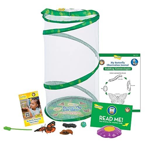 Insect Lore Giant Butterfly Garden with Voucher | 18 Inch Habitat | Life Cycle Figurines Included | Voucher to Redeem 5 Baby Caterpillars Later | Raise Painted Lady Butterflies