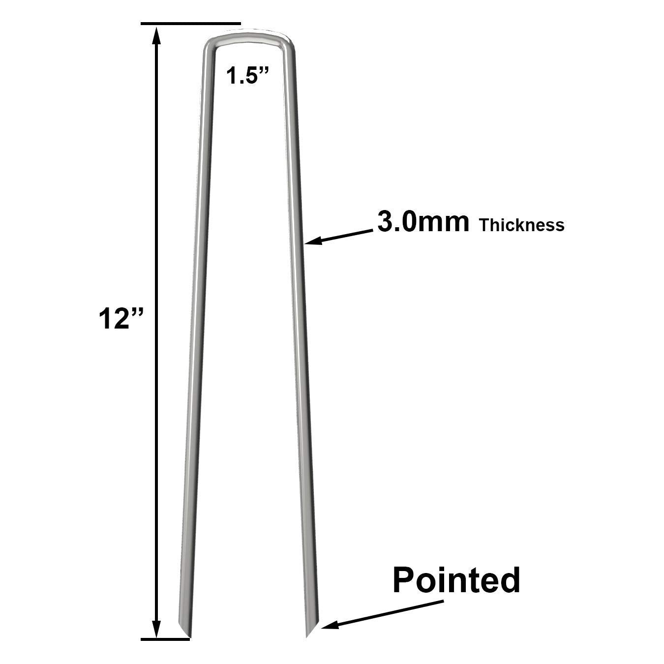 OK5STAR 100 Pack 12" Garden Stakes Pins,Heavy Duty Garden Landscape Staples Stakes Pins Galvanized Landscape Fabric Staples Sod Ground Staple for Anchoring Weed Barrier Fabric