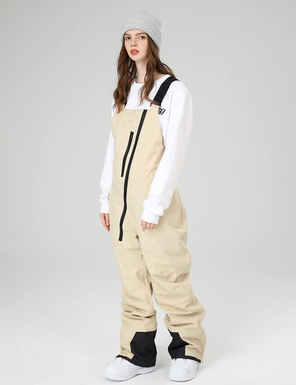 SEARIPE Women's Ski Bibs Snow Pant Adjustable Overalls Pants Wear-Resistant Bib Hiking Climbing Insulated Ski Pants(K2113,Khaki,L)