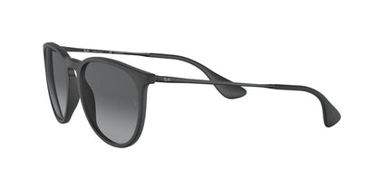 Ray-Ban Unisex RB4171 Erika Round Sunglasses, Rubber Black/Light Grey Gradient Grey Polarized, 54 mm