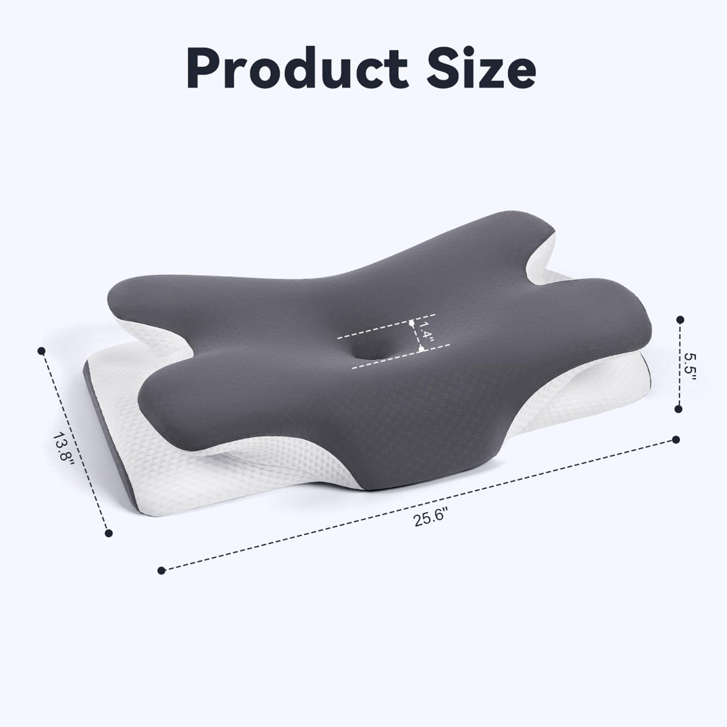 Cervical Cooling Ergonomic Pillow, Adjustable Ergonomic Memory Foam Pillow, Cervical Support & Relieves Neck and Shoulder Pain, Orthopedic Pillow for All Sleep Positions
