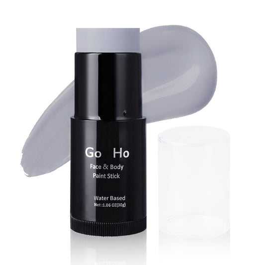 Go Ho Light Grey Face Body Paint Stick,Easily Washable Formula Gray Face Paint Stick,Non-toxic Full-coverage Cream Grey Body Paint for Halloween Costumes Zombie Vampire Goth Cosplay SFX Makeup