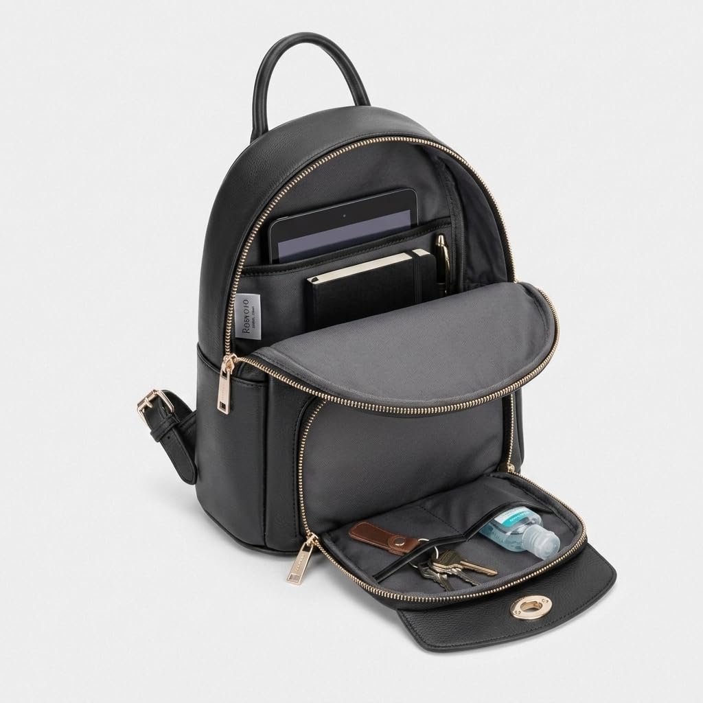 Rosvovo Mini Leather Backpack for Women - Anti-Theft Small Purse with Secured Zipper & Tassel
