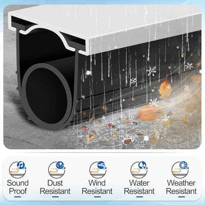MYFAMIREA 20FT Garage Door Seals Bottom Rubber, Pre-drilled Aluminum Track Retainer Kit Weather Stripping, U+O Ring Weatherproof Threshold Strip Replacement Bottom for Garage Door, 1.57" Width, Black