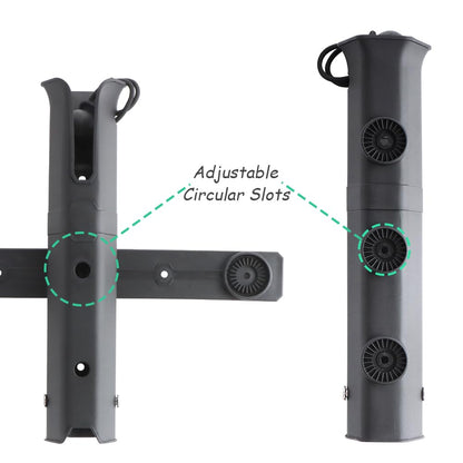 VTurboWay 3-Tube Adjustable Fishing Rod Holder, Removable Pole inserter, Self-Adhesive for Fishing Box Cooler, Drilling installation for Boat Yacht Kayak Fishing, Spinning Plastic, Black