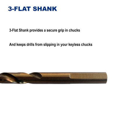 3/16-Inch Cobalt Steel M35 Jobber Length Twist Drill Bits for Hard Metal, Stainless Steel, Pack of 12