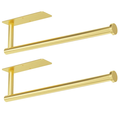 Paper Towel Holder - Self-Adhesive or Drilling, Gold, Wall Mounted, SUS304 Stainless Steel Kitchen Roll Dispenser Under Cabinet