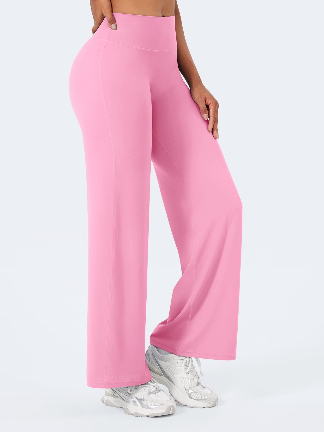 YEOREO Workout Leggings Womens No Front Seam Straight Leggings 29" High Waist Buttery Eddiy Gym Yoga Pants Bubblegum Pink M