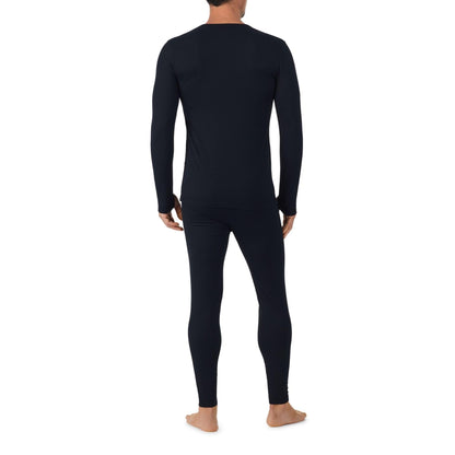 Cuddl Duds Mens Heavyweight Fleece Lined 2 Piece Thermal Underwear Set – Long Sleeve Shirt & Leggings Base Layer for Cold Weather – Winter Clothing Long Johns Lounge Sets for Men, Black, XL