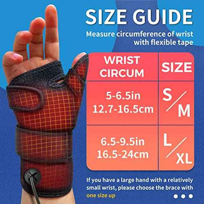 sticro Wrist Thumb Brace Heating Pad for Arthritis and Carpal Tunnel Relief, Hand Heating Pad for Sprains Trigger Thumb, Tendonitis Pain Relief - Left Right Hand (S/M)