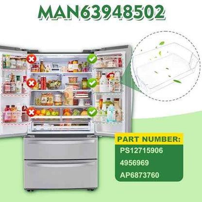 MAN63948502 Door Shelf Bin Compatible with lg LFXS28968D, LFCC22426S, LRMXS2806S, etc, Part Number: PS12715906, 4956969, AP6873760, EAP12715906