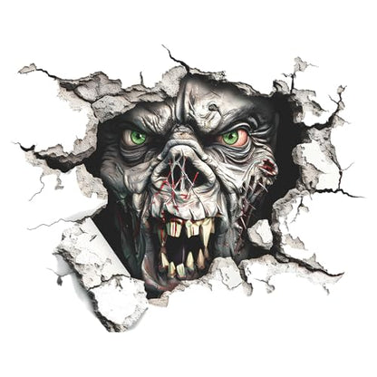 3D Halloween Wall Decals, Horror Wall Breaking Monster Stickers, DIY Scary Home Decor, Screaming Bloody Creatures Decoration