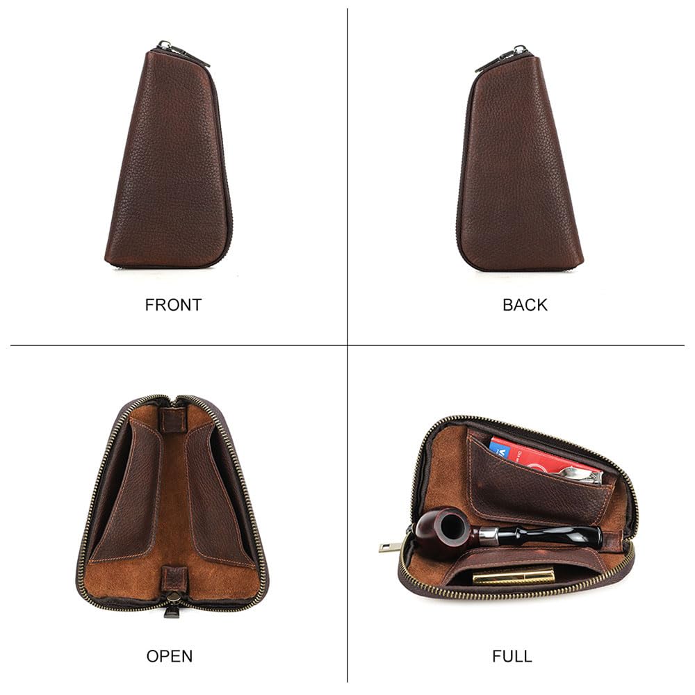 CONTACTS Small Pipe Tobacco Pouch Leather Smoking Pipe Storage Organizer Portable Accessories Lighter Holder Zipper Tobacco Pipes Travel Box