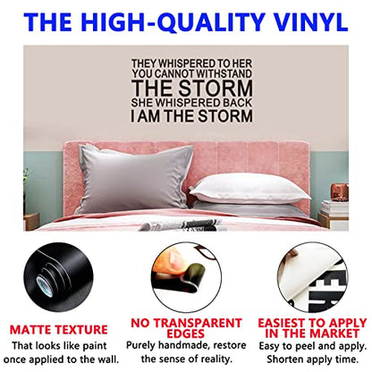 SEATUNE Inspirational Quotes Wall Stickers - Women Teen Girls Wall Decals - Positive Motivational Encouragement Home Vinyl Art Wall Decor - They Whispered to Her You Cannot Withstand The Storm 21"X11"