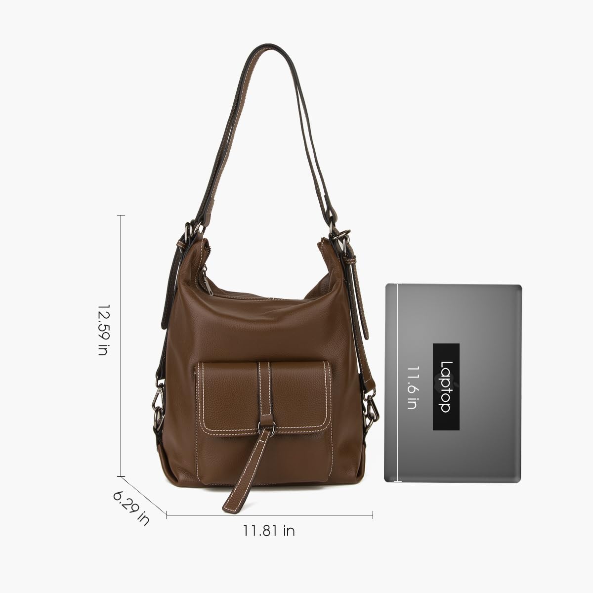 DONNAIN Genuine Leather Backpack Purse for Women Large Capacity, Anti-Theft Travel Backpack Leather Convertible Shoulder Bag (Coffee)
