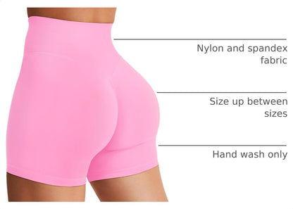 YEOREO Women's Biker Shorts 3.6“ / 4.5" / 6" Workout Gym Shorts High Waist Tummy Control Hidden Scrunch Running Yoga Bubblegum Pink