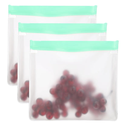 PATIKIL 8.7"x2"x5.3" Reusable Freezer Bag, 3 Pcs Leakproof Zip Food Storage Stand Up Bags Fridge Snack Vegetable Fruit Ice Container for Long-Lasting Freshness, Black