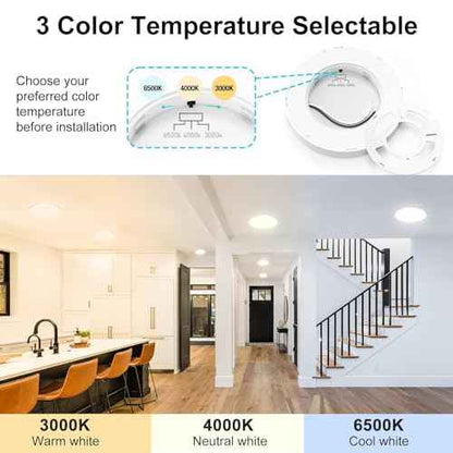 libtit 6 Pack 7 Inch Led Ceiling Light Flush Mount, 15W 1500Lm Ceiling Light Fixtures, 3000K/4000K/6500K Color Options, Round Surface Mount Led Light Fixtures for Hallway Laundry Garage
