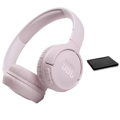 JBL Tune 510BT: Wireless Bluetooth On-Ear Headphones with Purebass Sound - with Cleaning Cloth (Rose, Standard), JBLT510BT-Black-Cloth