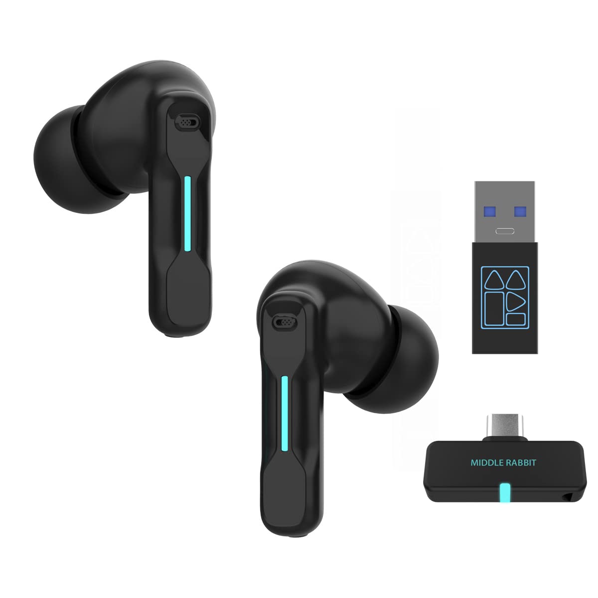 FEDIKER SW4 Pro Wireless Earbuds for PC/Computer/Laptop/Mobile - Dongle & Bluetooth - 20ms Low Latency - 4 Mics – Gaming - Work Headset/Headphones for Office