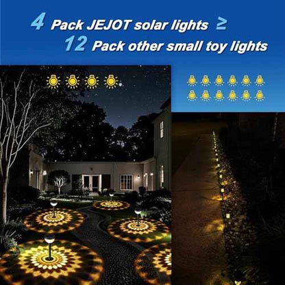4 Pack Solar Pathway Lights with 2CCT(Warm and Cool) Light Modes,Gift for Mom and Friends,Bright Pattern Solar Decorative Lights Outdoor for Garden,Patio,Pool,Landscape,Pathway,Sidewalk Lawn