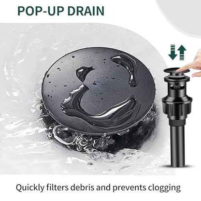 Black Bathroom Faucet Single Hole Single Handle 304 Stainless Steel Modern Sink Commercial RV Faucet with Pop-Up Waste for 1 or 3 Hole 4 Inch Vanity Bathroom Sinks