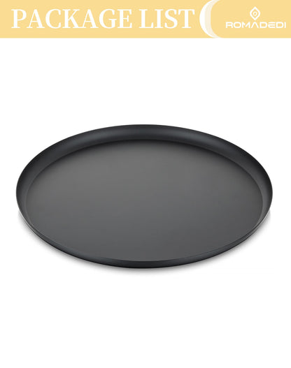 Romadedi Black Round Decorative Tray: Metal Candle Trays Decor for Coffee Table Centerpiece Large Modern Serving Tray for Kitchen Counter Farmhouse Home Decorations, 12.6 Inch