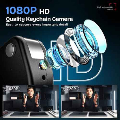 64G 1080P HD Mini Camera, Small Nanny Cam for Home Security, Car Key Camera for Motion Detection, Loop Recording, Night Vision, Take Photos, Long Battery Life, Easy to Use & Carry