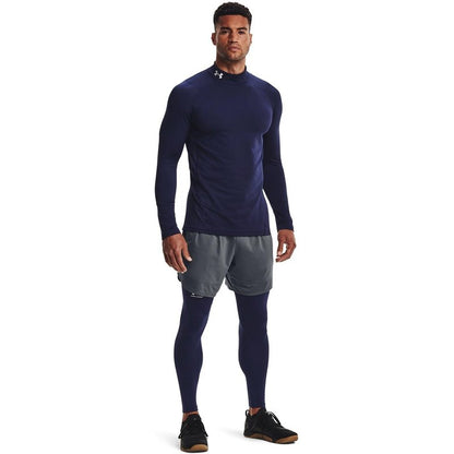 Under Armour - Mens ColdGear Armour Fitted Mock Long-Sleeve T-Shirt, Color Midnight Navy (410), Size: X-Large x Tall