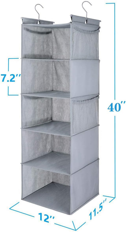 MAX Houser 5 Shelf Hanging Closet Organizer, Space Saver, Closet Hanging Shelves